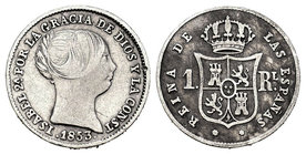 Elizabeth II (1833-1868). 1 real. 1853. Sevilla. Ag. 1,24 g. Choice F. Est...12,00.