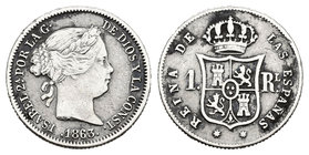 Elizabeth II (1833-1868). 1 real. 1863. Sevilla. (Cal-443). Ag. 1,27 g. Almost VF. Est...15,00.