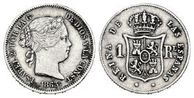 Elizabeth II (1833-1868). 1 real. 1863. Sevilla. Ag. 1,28 g. Almost VF. Est...20,00.