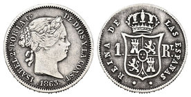 Elizabeth II (1833-1868). 1 real. 1863. Sevilla. Ag. 1,28 g. Almost VF. Est...20,00.