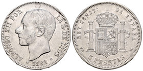 Alfonso XII (1874-1885). 5 pesetas. 1882*18-82. Madrid. MSM. Ag. 24,73 g. VF. Est...20,00.