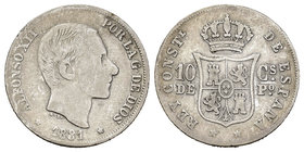 Alfonso XII (1874-1885). 10 centavos. 1881. Manila. Ag. 2,51 g. F. Est...35,00.