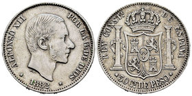 Alfonso XII (1874-1885). 50 centavos. 1882. Manila. (Cal-82). Ag. 12,88 g. Almost VF. Est...40,00.