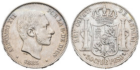Alfonso XII (1874-1885). 50 centavos. 1885. Manila. (Cal-86). Ag. 12,96 g. Oxidaciones suferficiales limpidas. Choice VF. Est...60,00.