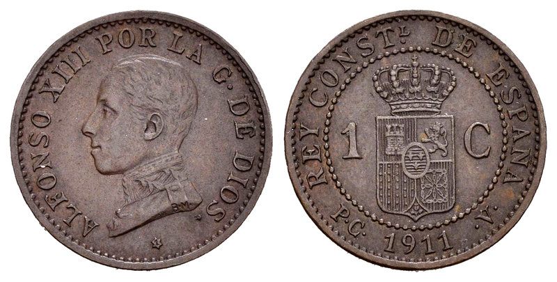 Alfonso XIII (1886-1931). 1 céntimo. 1911*1. Madrid. PCV. (Cal-78). Ae. 1,09 g. ...