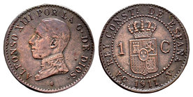 Alfonso XIII (1886-1931). 1 céntimo. 1911*_. Madrid. PCV. (Cal-78). Ae. 1,13 g. Limpiada. Almost VF. Est...50,00.