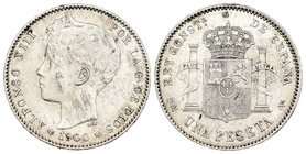 Alfonso XIII (1886-1931). 1 peseta. 1900*19-00. Madrid. SMV. Ag. 4,96 g. Choice VF. Est...30,00.