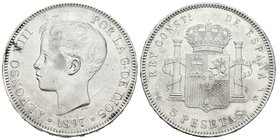 Alfonso XIII (1886-1931). 5 pesetas. 1897*18-97. Madrid. SGV. Ag. 24,86 g. Choice VF. Est...45,00.