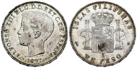 Alfonso XIII (1886-1931). 1 peso. 1897. Manila. SGV. (Cal-81). Ag. 24,84 g. Minor nick on edge. VF. Est...50,00.
