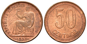 II Republic. 50 céntimos. 1937*3-4. Madrid. 6,03 g. AU. Est...15,00.
