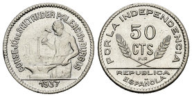 Civil War (1936-1939). 50 céntimos. 1937. Santander, Palencia and Burgos. PJR. (Cal-16, como serie completa). 2,71 g. XF. Est...35,00.