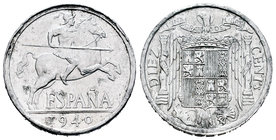 Estado Español (1936-1975). 10 céntimos. 1940. Madrid. (Cal-127). Al. 1,88 g. PLVS. AU. Est...60,00.