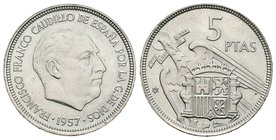 Estado Español (1936-1975). 5 pesetas. 1957*60. Madrid. 5,74 g. UNC. Est...35,00.