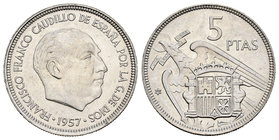 Estado Español (1936-1975). 5 pesetas. 1957*60. Madrid. (Cal-51). 5,74 g. UNC. Est...25,00.