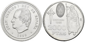 Juan Carlos I (1975-2014). 2000 pesetas. 1999. Madrid. (Cal-6). Ag. 18,05 g. Año santo. UNC. Est...18,00.