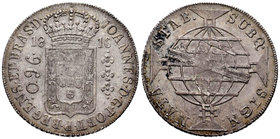 Brazil. Joao, Prince Regent. 960 reis. 1816. Ag. 26,89 g. Acuñada sobre una moneda de 8 reales. Ceca no visible. VF. Est...65,00.
