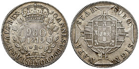 Brazil. Joao, Prince Regent. 960 reis. 1819. Rio de Janeiro. R. (Gomes-25.06). (Km-326.1). Ag. 26,86 g. Acuñada sobre una moneda de 8 reales . VF. Est...