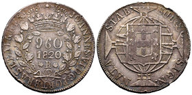 Brazil. Joao, Prince Regent. 960 reis. 1820. Rio de Janeiro. R. (Gomes-25.10). (Km-326.1). Ag. 26,92 g. Acuñada sobre una moneda de 8 reales. Golpes e...
