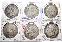 Lote de 21 piezas de 5 pesetas falsas de época de Alfonso XII. A EXAMINAR. Choice F/VF. Est...500,00.