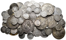 Gran lote heterogéneo con 331 piezas, billetes españoles (80) muchos de ellos correlativos, Centenario de la Peseta 50 céntimos (54), 2 pesetas (6), 5...