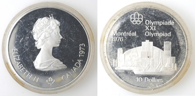 Monete Estere. Canada. Elisabetta II. 10 Dollari 1973. Olimpiadi di Montreal 197...