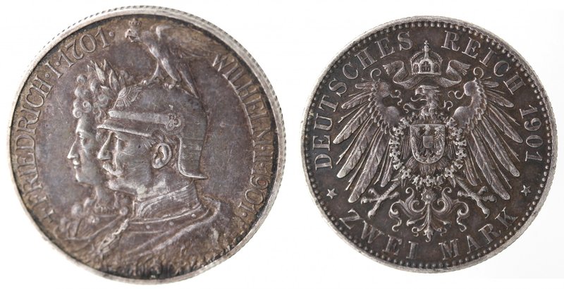 Monete Estere. Germania-Prussia. Guglielmo II. 1888-1918. 2 marchi. 1901. Ag. KM...