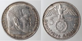 Monete Estere. Germania. Terzo Reich. 1933-1945. 5 Marchi 1938 A. Ag. Km. 94. Peso gr. 13,94. BB+.