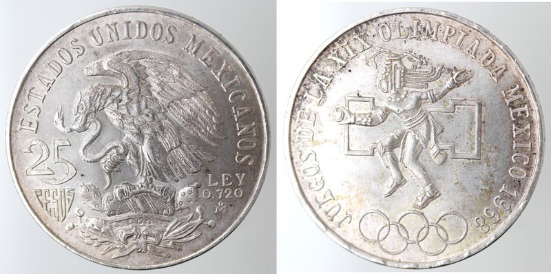 Monete Estere. Messico. 25 Pesos 1968. Ag 720. Km. 479.1. Peso gr. 22,56. Diamet...