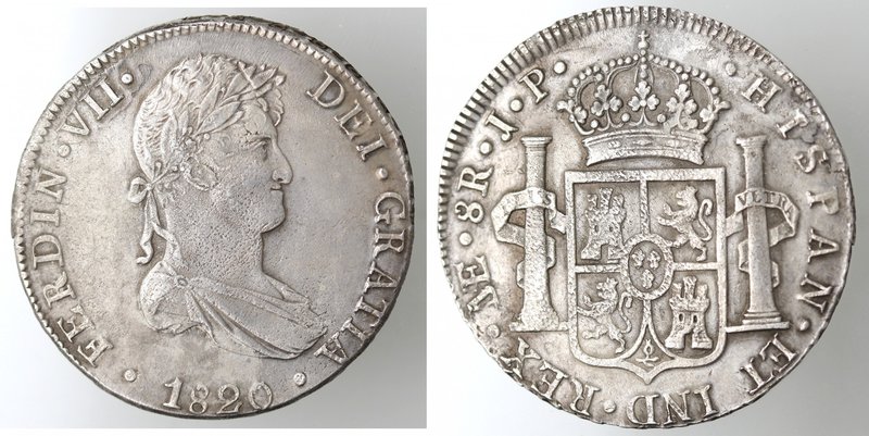 Monete Estere. Peru'. Ferdinando VII. 1808-1833. 8 reales 1820 J. P. Lima. Ag. C...