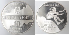 Monete Estere. Ukraina. 10 Hryven 1999. Ag. 925. Km. 316. Peso gr. 34,00. Diametro mm. 38,61. qFDC Proof.