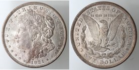 Monete Estere. Usa. Dollaro Morgan 1921. Zecca Philadelpia. Ag. 900. Peso gr. 26,82. qFDC.