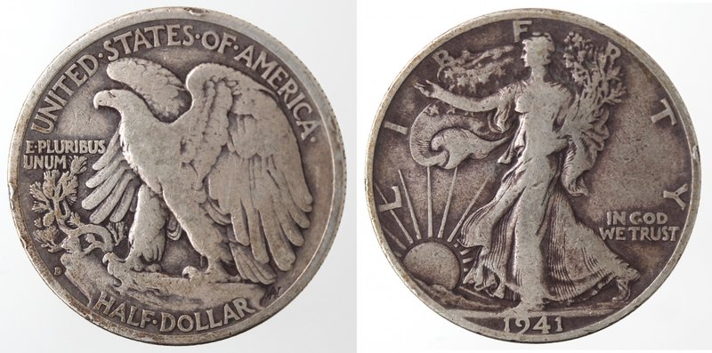 Monete Estere. Usa. Mezzo Dollaro Libertà 1941 D. Ag. Km. 142. Peso gr. 12,25. M...