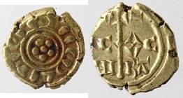 Zecche Italiane. Messina. Federico II. 1197-1250. Multiplo di Tarì. Au. Sp. 85. Peso gr. 1,76. Diametro mm. 10,50. BB+. R.