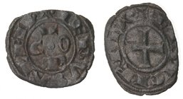 Zecche Italiane. Messina. Corrado I. 1250-1254. Denaro. Mi. D/ COR. R/ Croce. Sp.158. Peso gr. 0,64. Diametro mm. 16,50. BB+