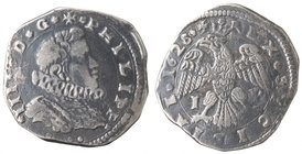 Zecche Italiane. Messina. Filippo IV. 1621-1665. 4 Tarì 1628, sigle IP. Ag. Sp. 9. MIR 355/8. Peso gr. 9,69. Diametro mm. 30,50. BB.