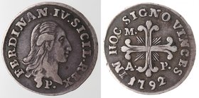 Zecche Italiane. Napoli. Ferdinando IV. 1759-1798. Carlino 1792. Ag. Magliocca 287. Peso gr. 2,25. qBB/BB. R.