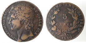 Zecche Italiane. Napoli. Gioacchino Murat. 1808-1815. 3 Grana 1810. Ae. Magliocca. 410. Peso gr. 18,63. BB+/qSPL.