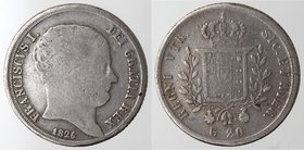 Zecche Italiane. Napoli. Francesco I. 1825-1830. Tari' 1826. Ag. Magliocca 471. Peso gr. 4,49. qBB. R.