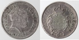 Zecche Italiane. Napoli. Francesco I. 1825-1830. Carlino 1826. Ag. Magliocca 472. Peso 2,32 gr. qBB con porosita' al diritto. NC.