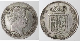 Zecche Italiane. Napoli. Ferdinando II. 1830-1859. Tarì 1836. Ag. Magliocca 601. Peso gr. 4,43. MB/BB+. R.