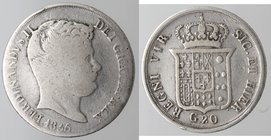 Zecche Italiane. Napoli. Ferdinando II. 1830-1859. Tari 1836 "5" aggiustato a "6". Ag. Magliocca - . Peso gr. 4,65. BB+