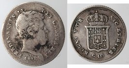 Zecche Italiane. Napoli. Ferdinando II. 1830-1859. Carlino 1836. Ag. Magliocca 632. Peso gr. 2,27. qBB.