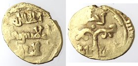 Zecche Italiane. Palermo. Ruggero II Conte di Sicilia e Duca di Puglia. 1127-1130. Tarì. Au. Sp. 42. Peso 1,69 gr. Diametro 14x11,50 mm. qBB. Schiacci...