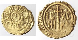 Zecche Italiane. Palermo. Ruggero II Re. 1130-1140. Tarì. Au. Sp. 66. Peso 1,39 gr. Diametro 12,50 mm. BB. Lieve Schiacciatura.