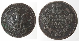 Zecche Italiane. Palermo. Vittorio Amedeo II. 1713-1720. Grano 1715. Ae. Sp.19. Peso gr. 5,02. Diametro mm. 23,50. BB+/qSPL. NC.
