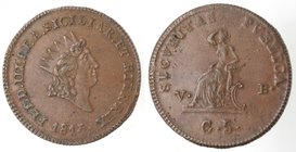 Zecche Italiane. Palermo. Ferdinando III. 1759-1816. 5 Grani 1815. Ae. Gig. 87. Peso 17,32 gr. Diametro 30,50 mm. SPL. 
