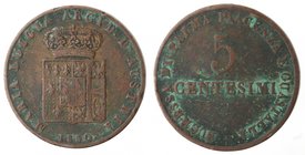 Zecche Italiane. Parma. Maria Luigia. 1815-1847. 5 centesimi 1830. Ae. Gig.14. Ae. qBB.