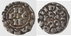 Zecche Italiane. Pavia. Enrico IV di Franconia. 1106-1125. Denaro. Ag. B. 1835. Peso gr. 1,20. Diametro mm. 17. qSPL. RR.