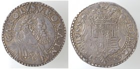 Importante Collezione del Vicereame. I° parte. Napoli. Carlo V. 1516-1554. Mezzo Ducato. Ag. P.R.15. Peso gr. 14,83. Diametro mm. 34. SPL. Bella patin...