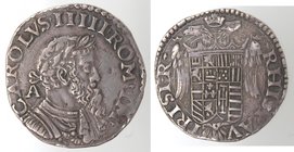 Importante Collezione del Vicereame. I° parte. Napoli. Carlo V. 1516-1554. Tarì. Sigla A. Ag. P.R.21. Peso gr. 6,03. Diametro mm. 27. BB+. NC.